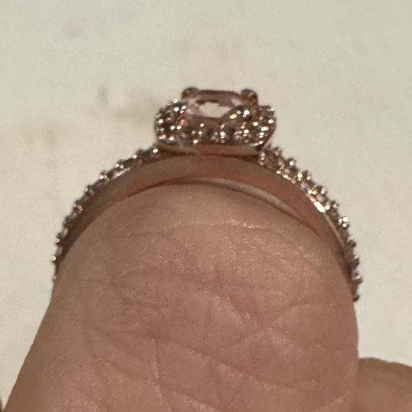 Modern Bride Genuine Pink Morganite 18K Rose Gold Over Silver Bridal set size 7 - Picture 10 of 11